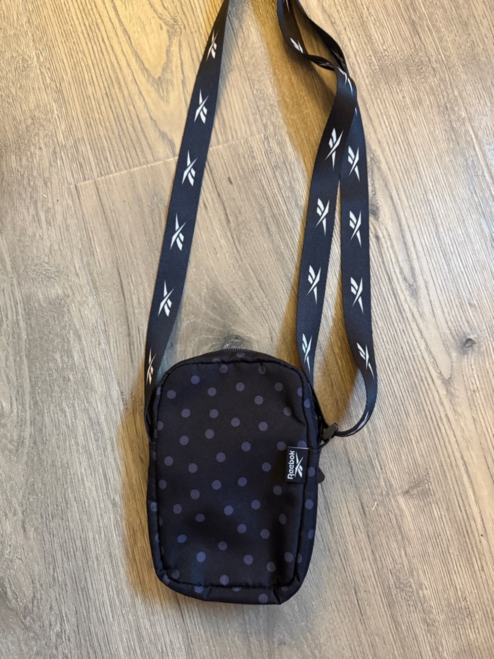 Reebok Black Polka Dot Crossbody Bag with Logo Strap - Picture 5 of 5